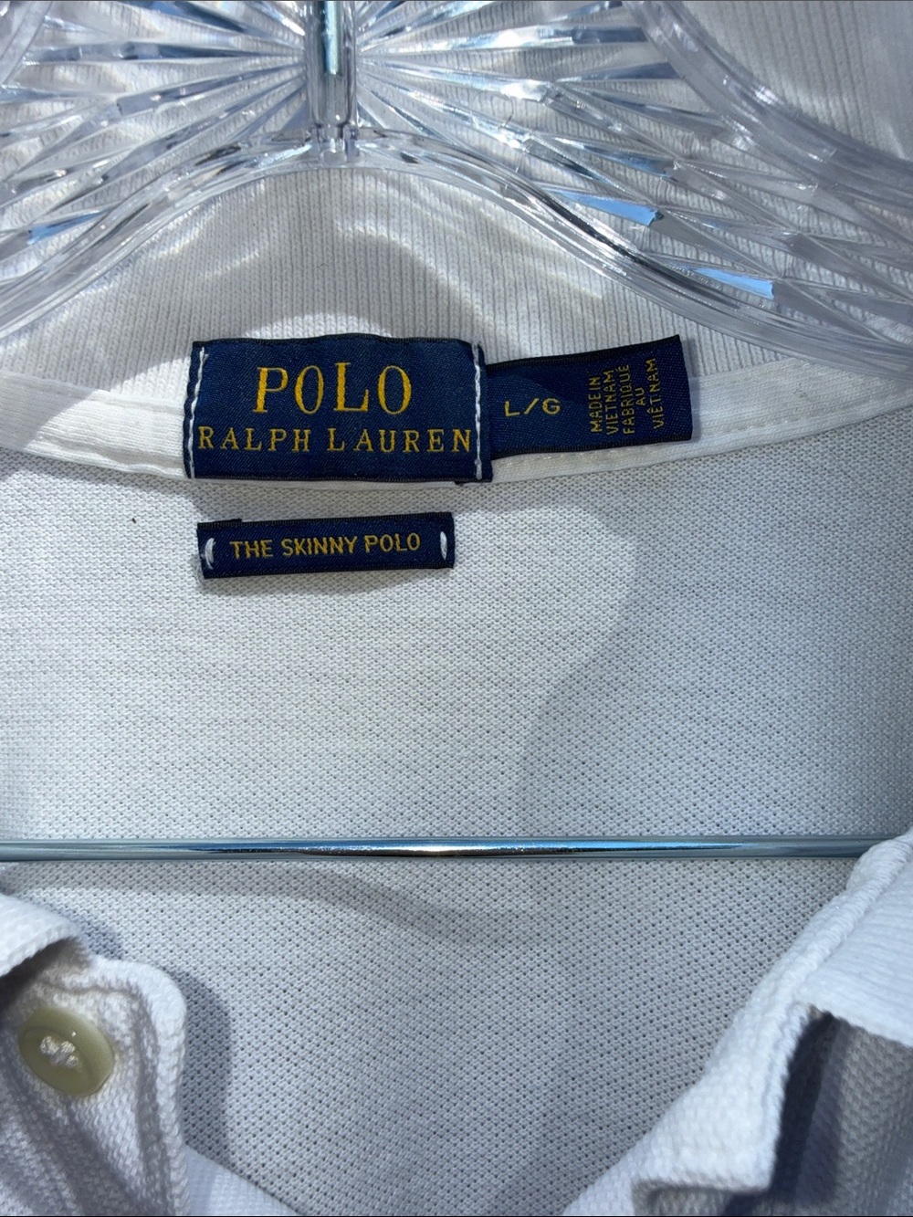 Polo by Ralph Lauren White Short-Sleeve Polo with Navy Pony Sz L theskinny polo - Picture 2 of 5